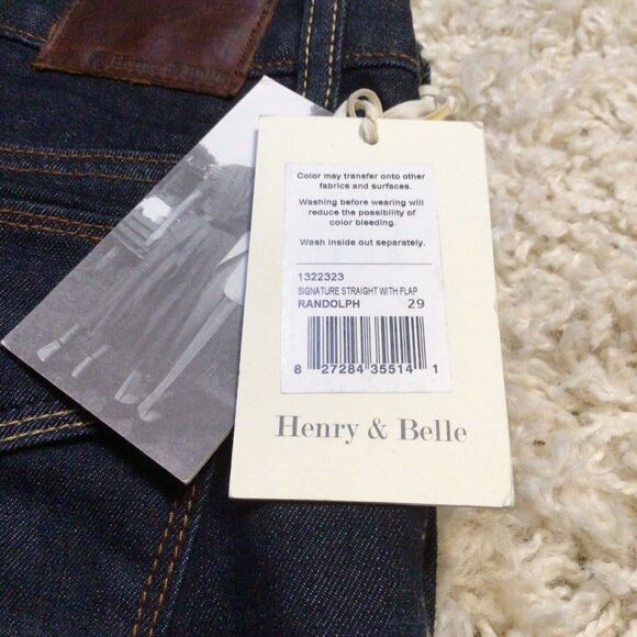 Henry & Belle Signature Straight w/ Flap Randolph Jeans Denim Pants 29 NWT 919A - Picture 5 of 5